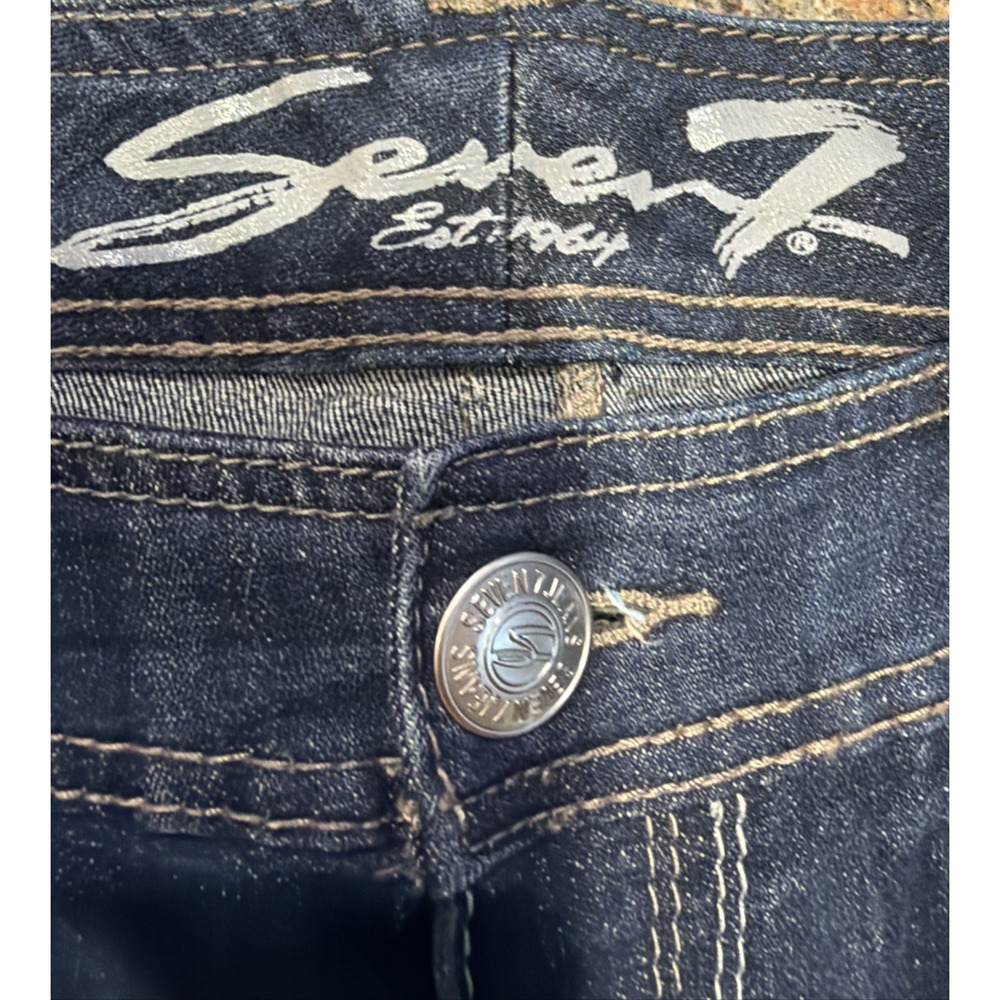 Seven7 Luxe Bootcut Flare Jeans Dark Wash Women 14 36x33 Stretch - Picture 2 of 8